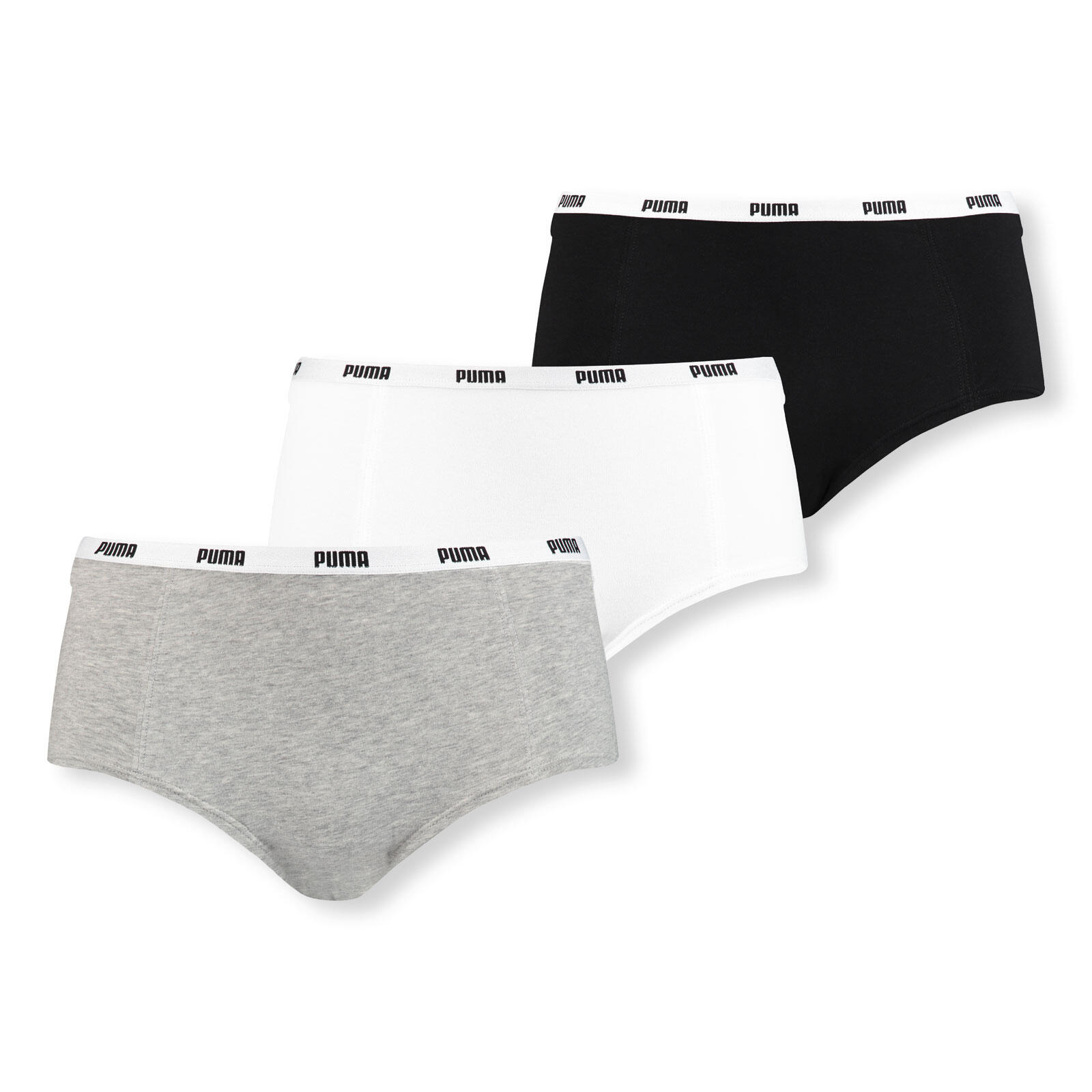 Damenhöschen Puma Mini Short 3er-Pack Weiß-Grau-Schwarz-Mix 2/3