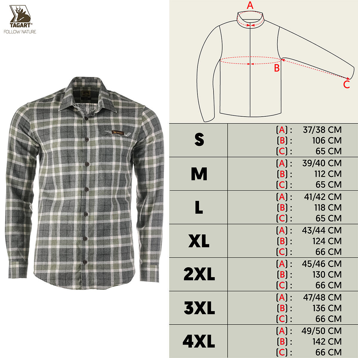Herren-Jagdhemd Tagart Moss Regular Flanell 2/4