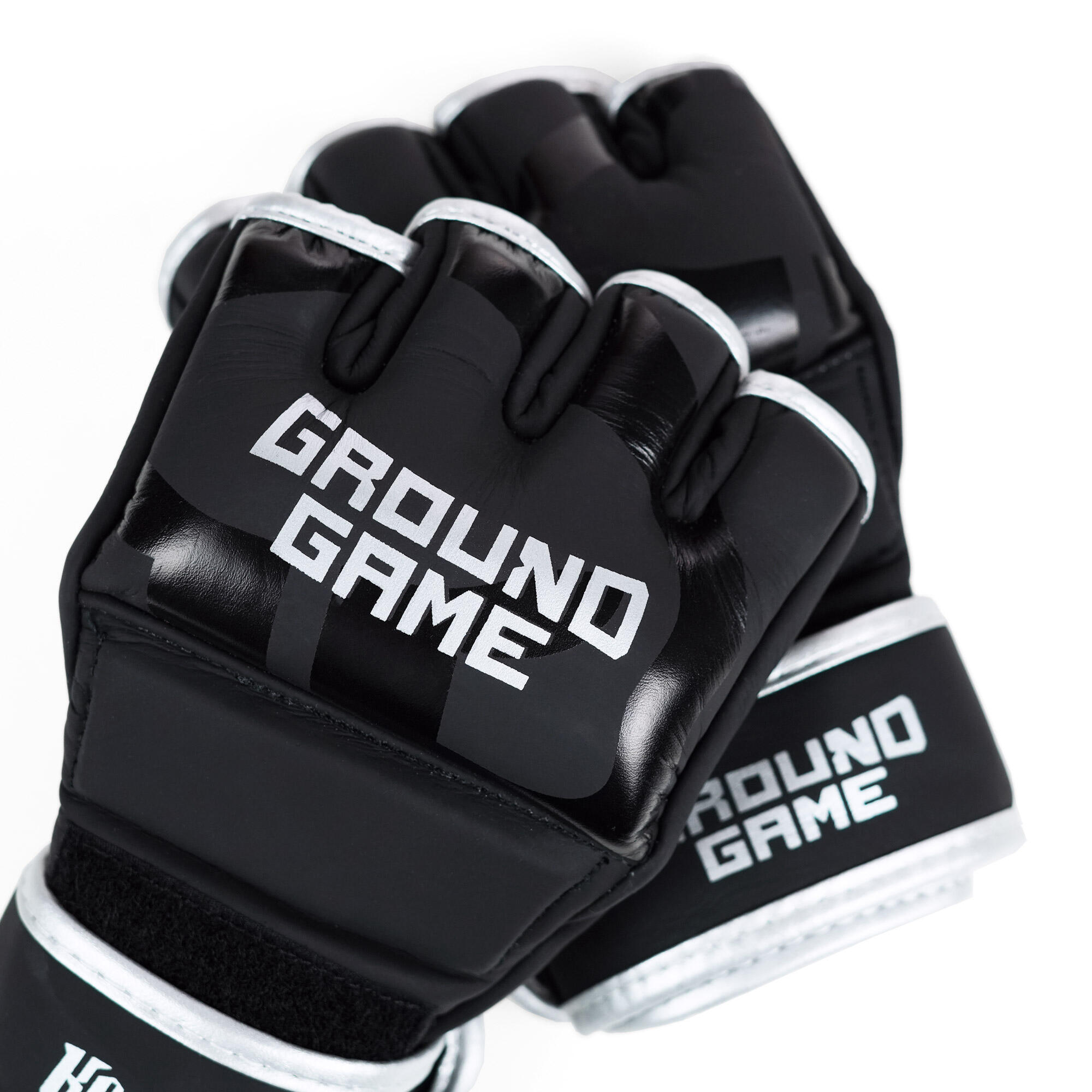 Rękawice MMA Ground Game Silver PRO bez kciuka 3/5
