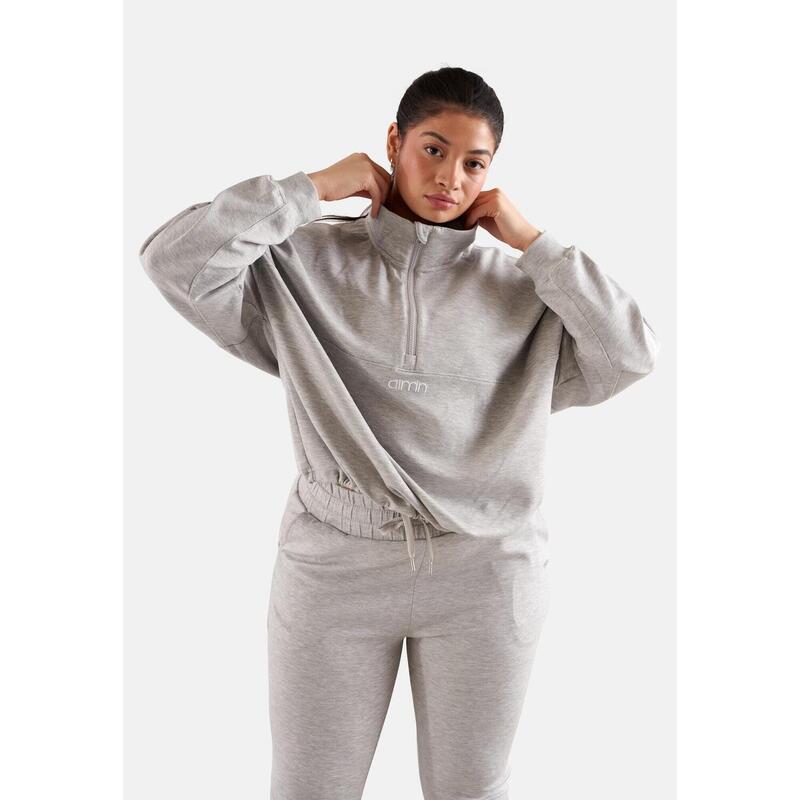 Light Grey Melange Comfy Half Zip