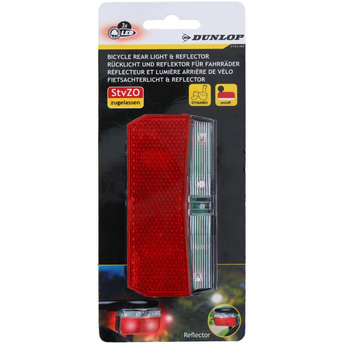 Lampka rowerowa tylna Dunlop 3 Led, zasilanie dynamo 3/6