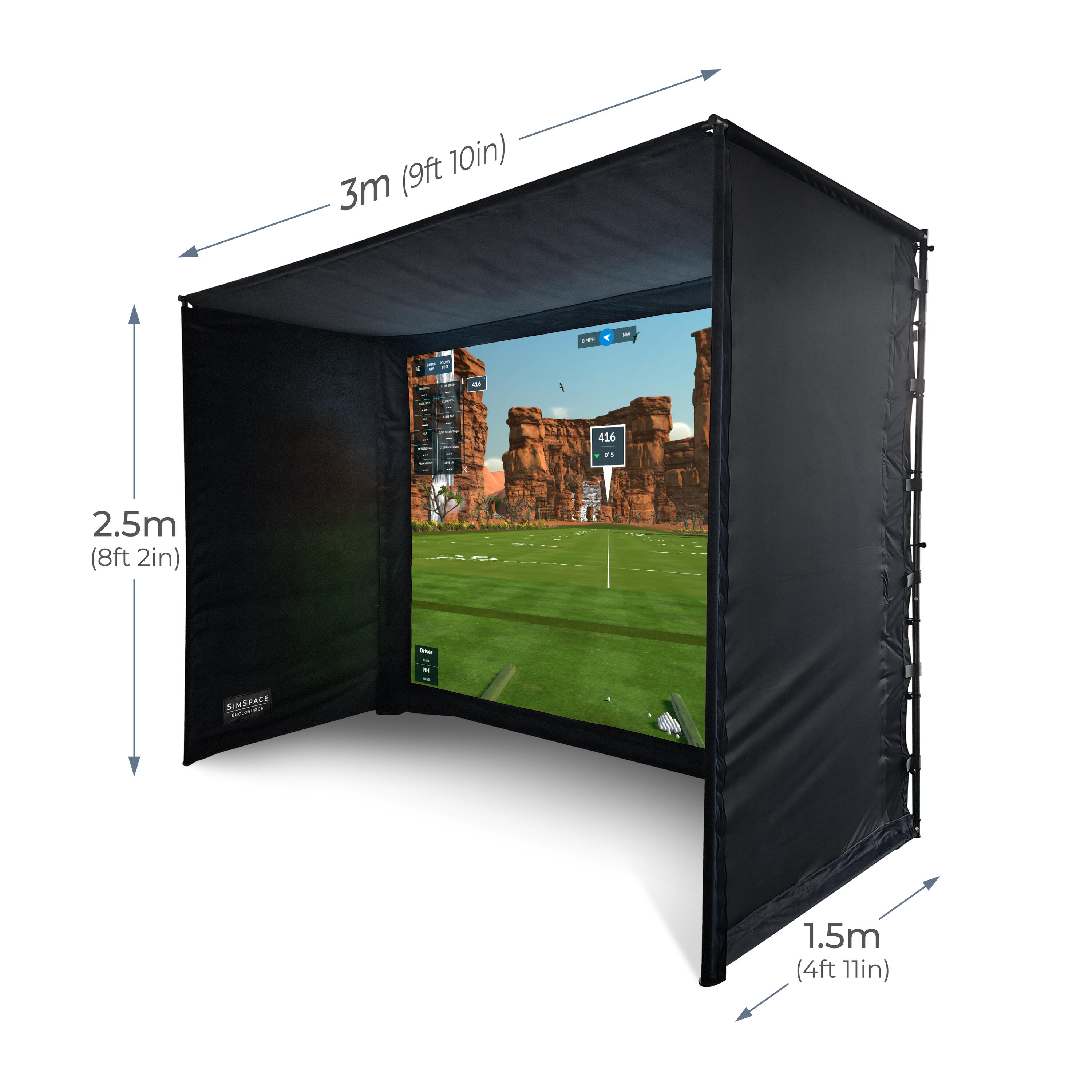 Golf Simulator Enclosure With Impact Screen 3 x 2.5 x 1.5m 2/7