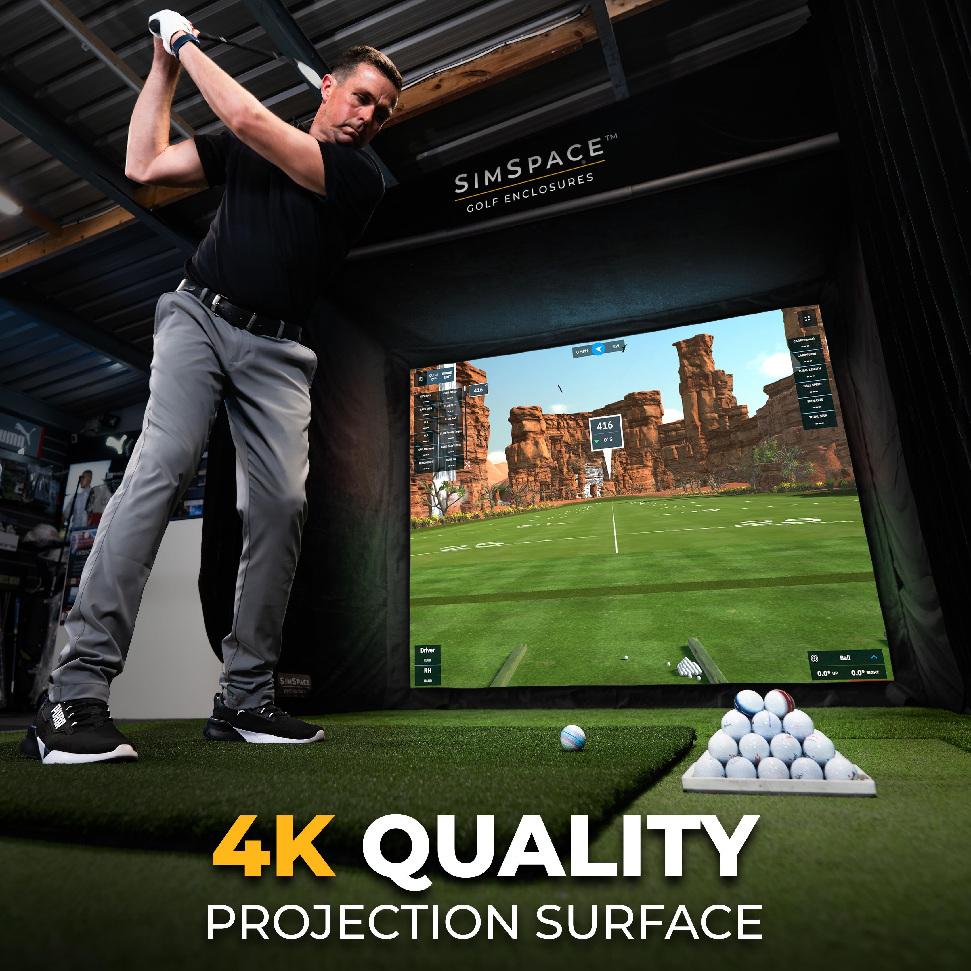 Golf-Simulator-Käfig 3x2,4m – Mit Netz, Aufprallschutz Und HD-Bildschirm Für Drinnen