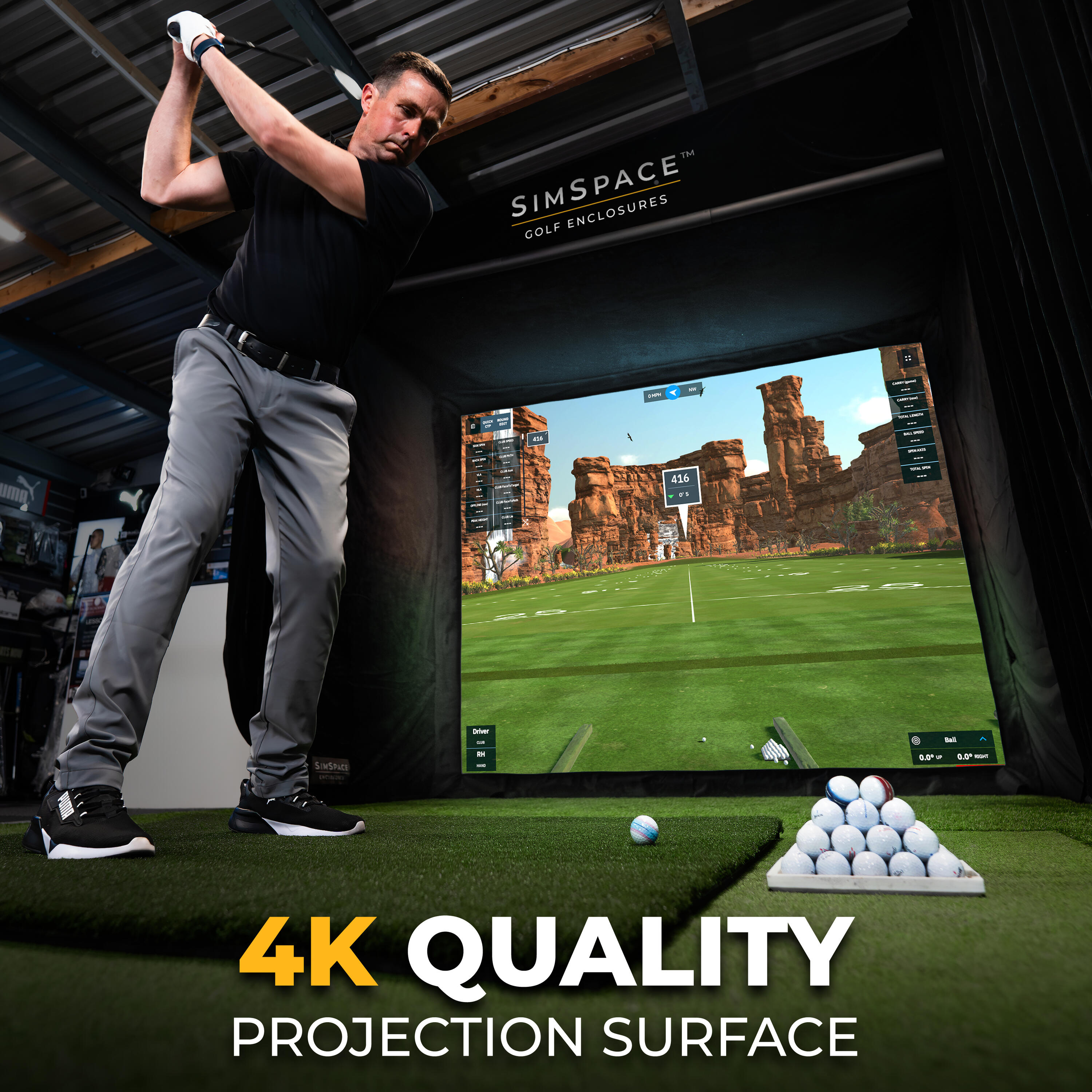 Golf Simulator Enclosure With Impact Screen 3 x 2.5 x 1.5m 3/7