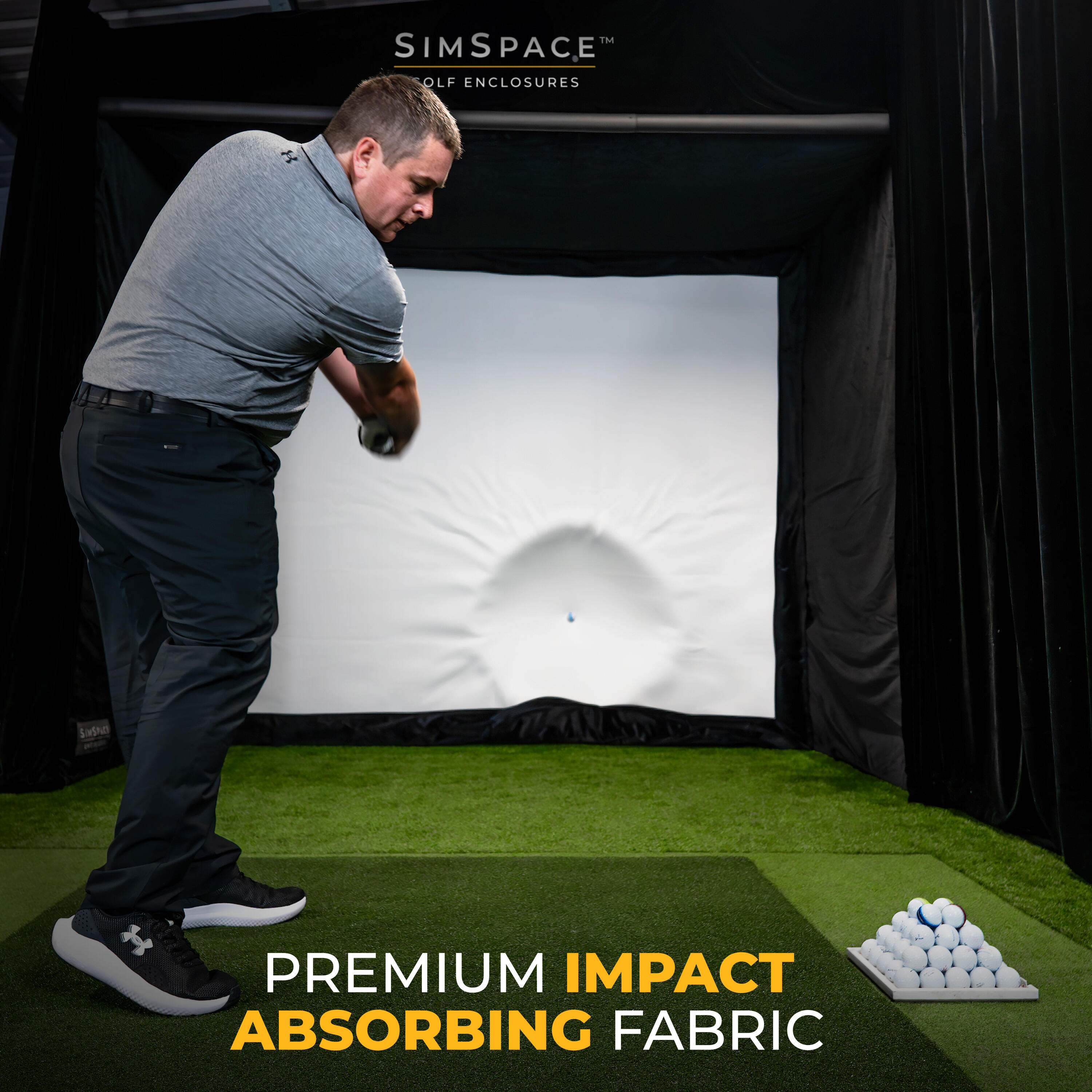 Golf Simulator Enclosure With Impact Screen 4 x 2.5 x 1.5m SIMSPACE ...