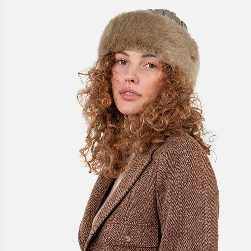 Chapeau Fur Cable Bandhat Pale Army Femme