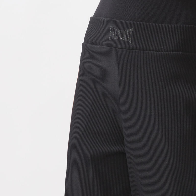 PANTALON PALAZZO EN CÔTELE STRETCH BLACK COTON, ÉLASTHANE