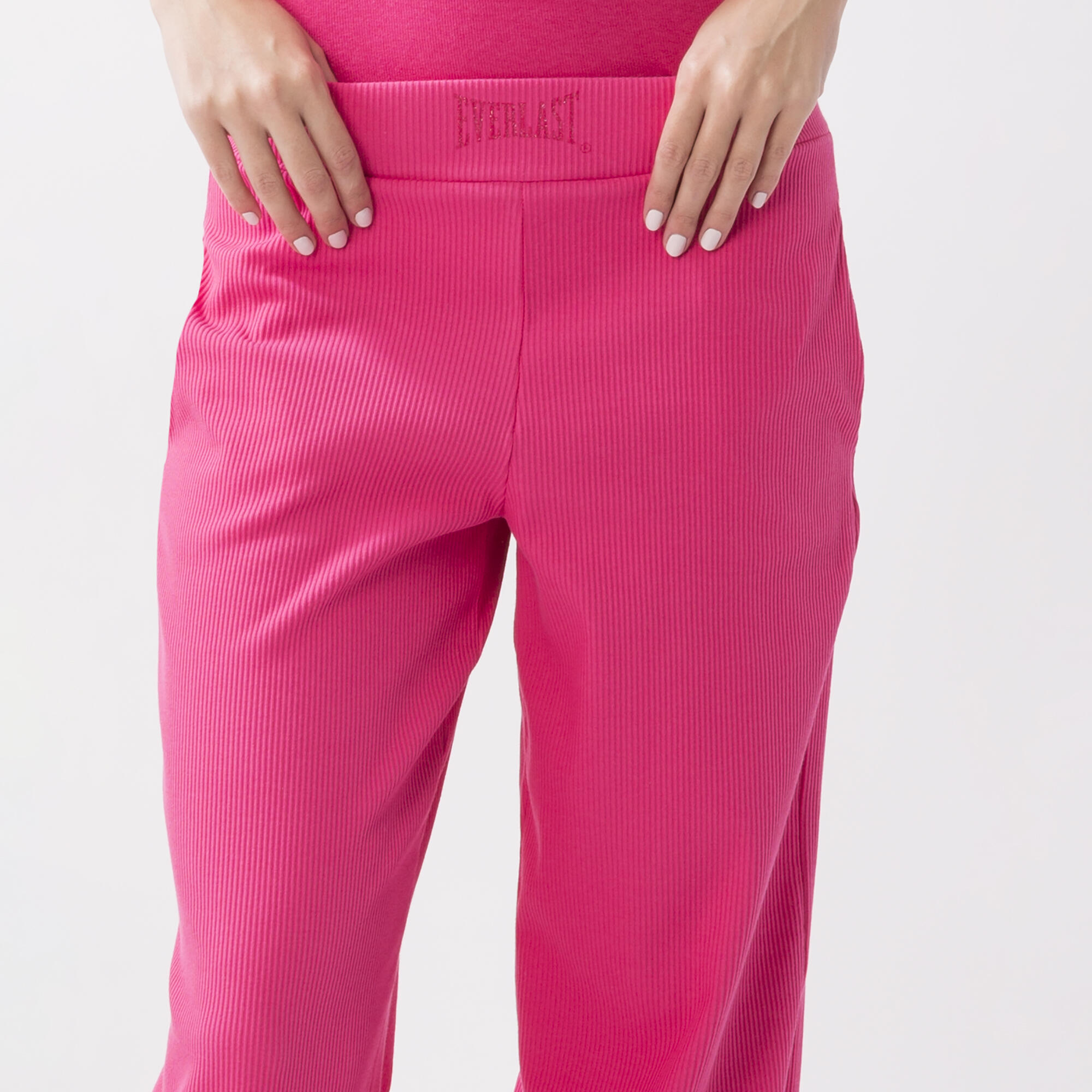 PANTALÓN PALAZZO EN COSTILLAS ELÁSTICAS Rosa fuerte ALGODÓN, ELASTANO 2/6