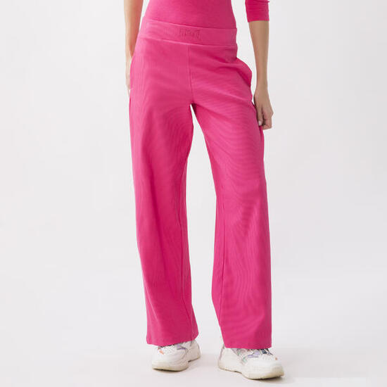 PANTALONE PALAZZO IN COSTINA STRETCH Rosa Fucsia COTONE ELASTAN