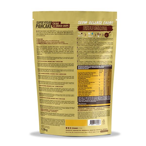 Proteína Vegana Iswari Super Vegan Pancake Cacao & Choco Chips 2/2