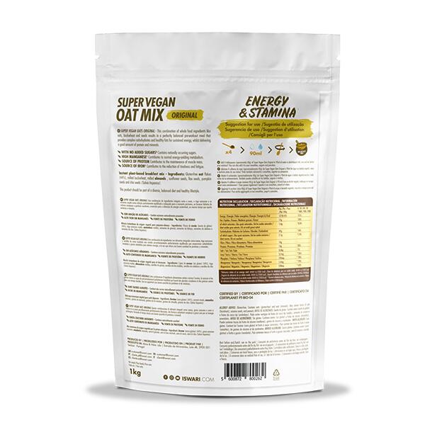Proteína Vegana Iswari Super Vegan Oat Mix de Avena sin Gluten Original 2/2