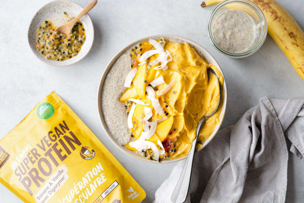 Proteína Vegana Iswari Super Vegan Protein Plátano y Vainilla con Digezyme® 3/5