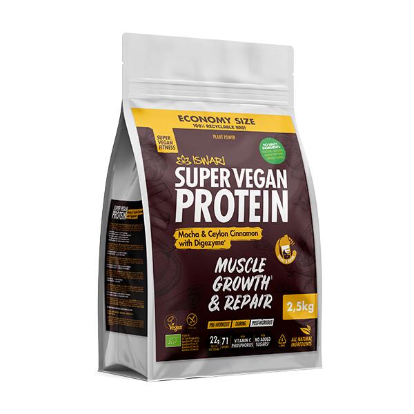 Proteína Vegana Iswari Super Vegan Protein Mocha & Ceylon Cinnamon con Digezyme® 2/4