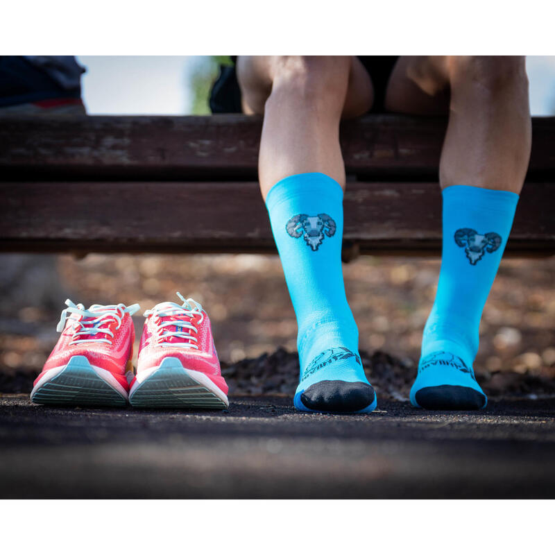 Chaussettes de Running THE GOAT Turquoise - Mixte - Tailles 36/41 et 42/46