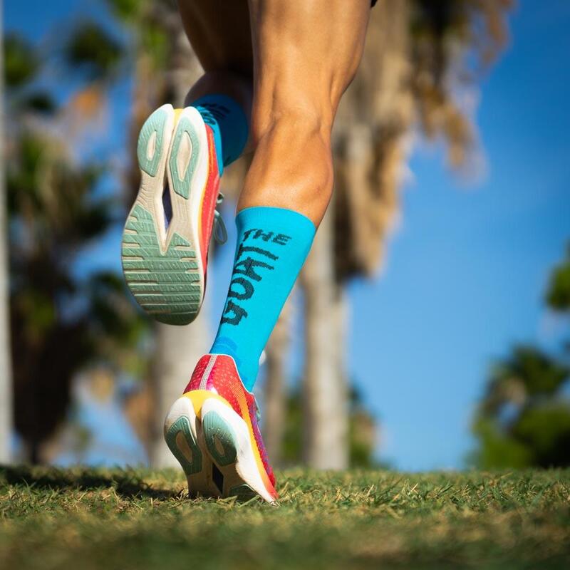 Chaussettes de Running THE GOAT Turquoise - Mixte - Tailles 36/41 et 42/46