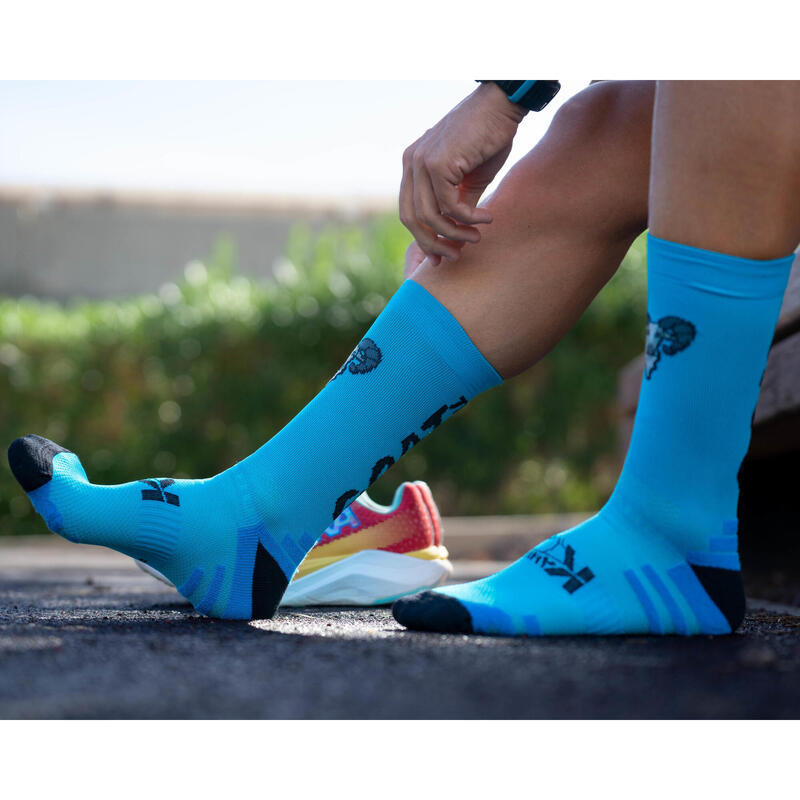 Chaussettes de Running THE GOAT Turquoise - Mixte - Tailles 36/41 et 42/46