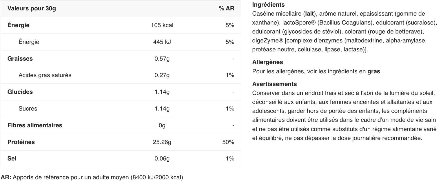Caséine - 100% Casein Protein - Crème à la Fraise 2/3