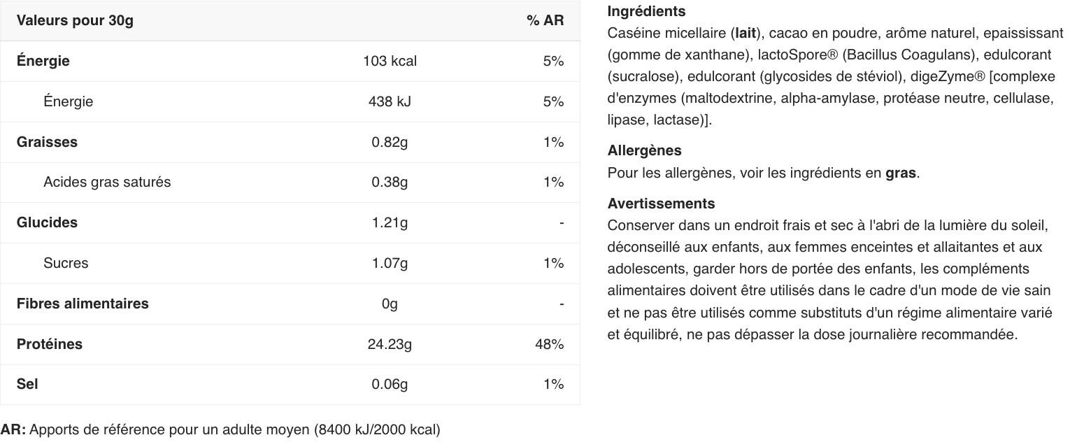 Caséine - 100% Casein Protein - Crème au Chocolat 2/3