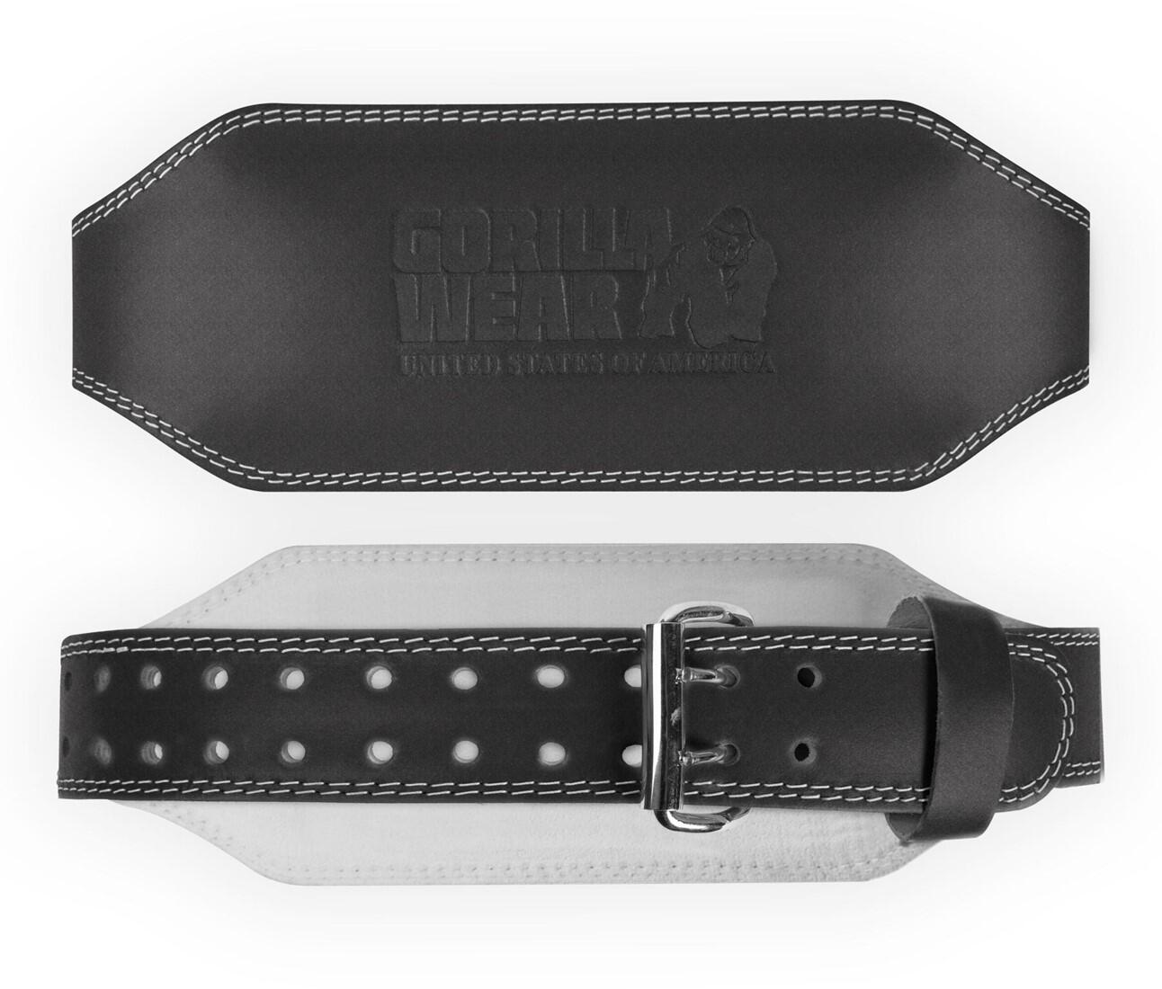 GORILLA WEAR 6 Inch Padded Leather Lifting Belt - Zwart/Zwart