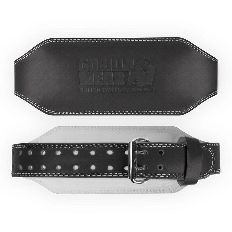 Ceinture de levage en cuir rembourrée de 6 pouces- Noir/Noir - L/XL