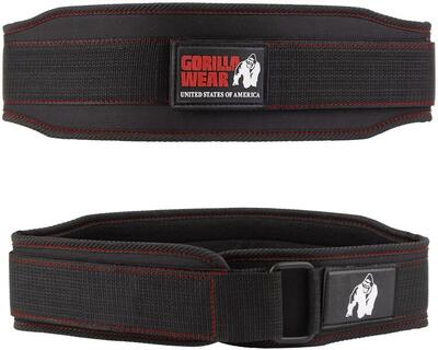 4 inch women's lifting belt - zwart/rood stitched