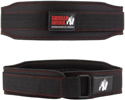 4 Inch WoPour des hommes Ceinture de levage - Noir/Rouge Stitched