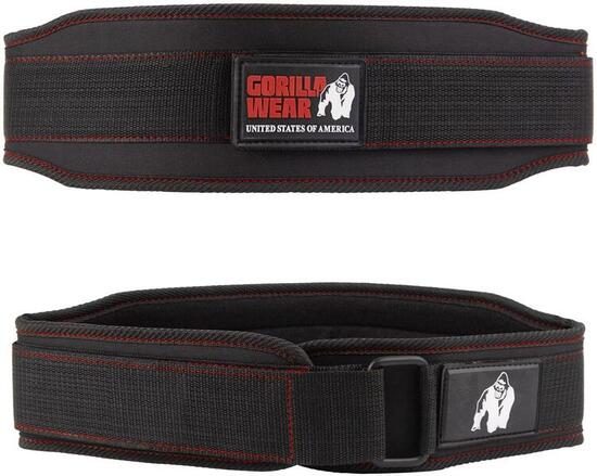 4 Inch WoPour des hommes Ceinture de levage - Noir/Rouge Stitched