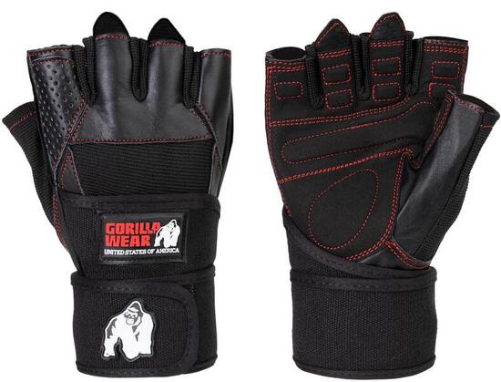 Dallas Wrist Wraps Gloves - Schwarz/Rot Stitched