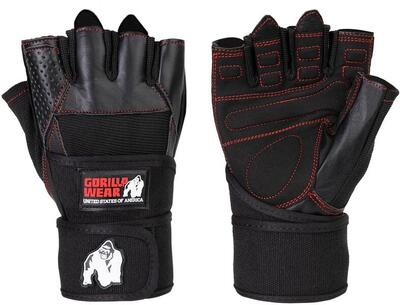 Dallas wrist wraps gloves - zwart/rood stitched
