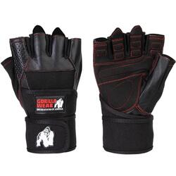 Dallas Wrist Wraps Gloves - Noir/Rouge Stitched