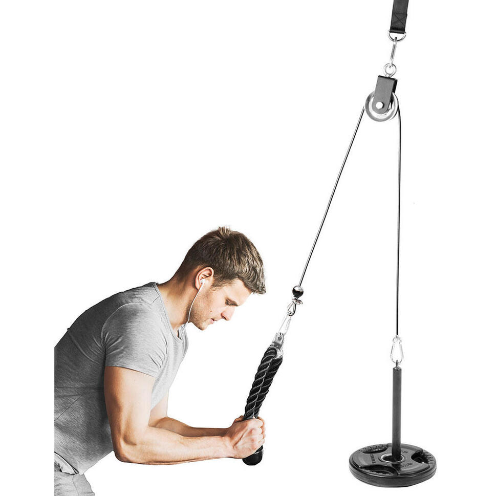 Corde à Triceps Pour Machine De Musculation - Noire - Fixation Universelle - Jamais Servie