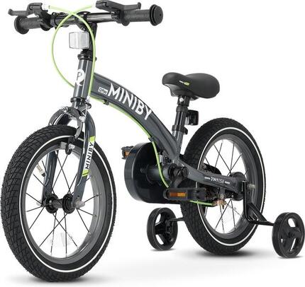 Qplay Miniby Vélo Enfant 14 pouces - 3 en 1 - draisienne - Gris