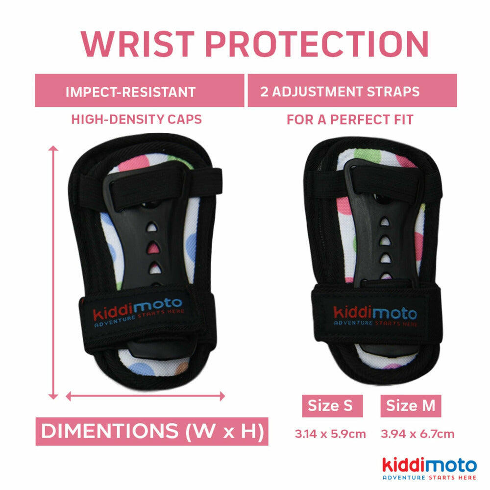 Pastel Dotty Pad Set Elbow, Knee and Wrist pads KIDDIMOTO Decathlon