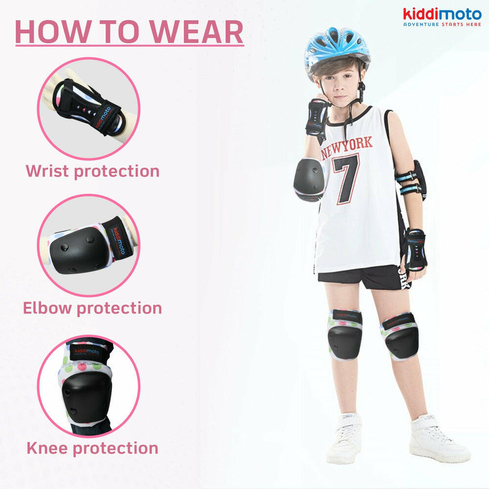 Pastel Dotty Pad Set Elbow, Knee and Wrist pads KIDDIMOTO Decathlon