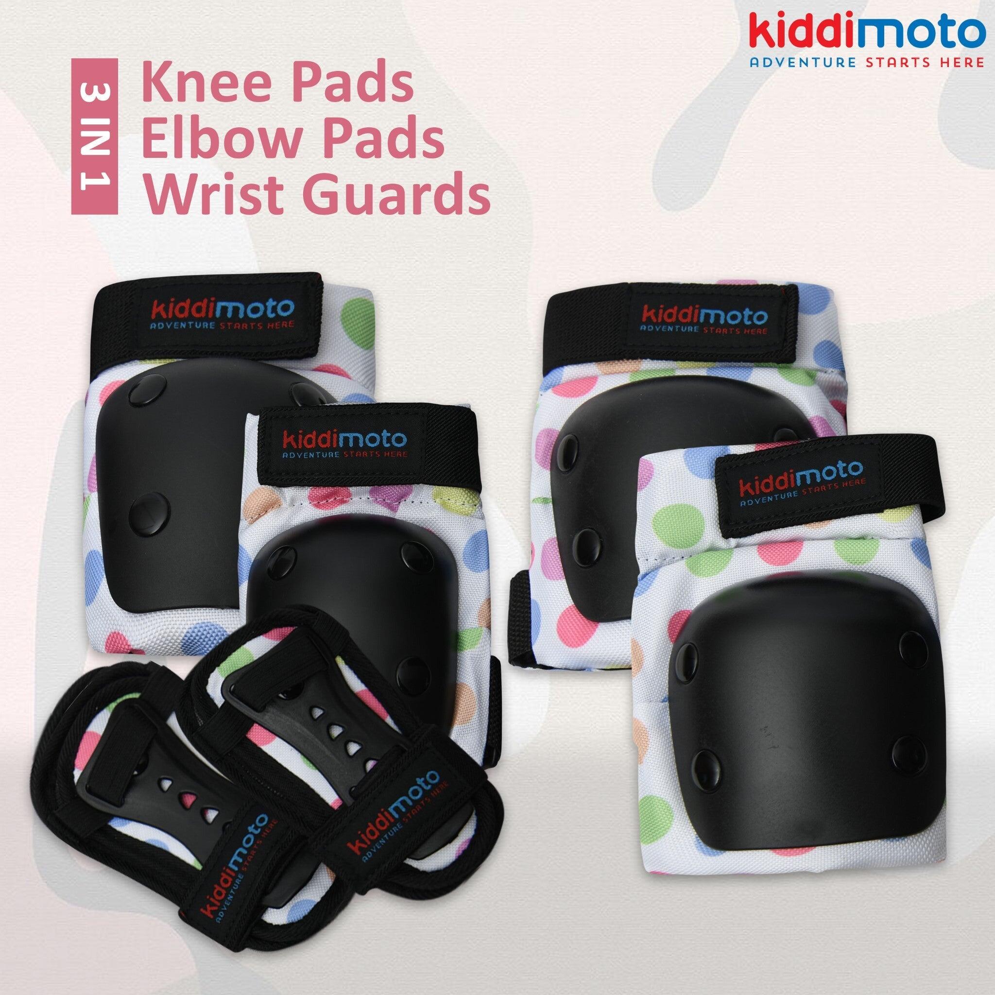 Pastel Dotty Pad Set Elbow, Knee and Wrist pads KIDDIMOTO Decathlon