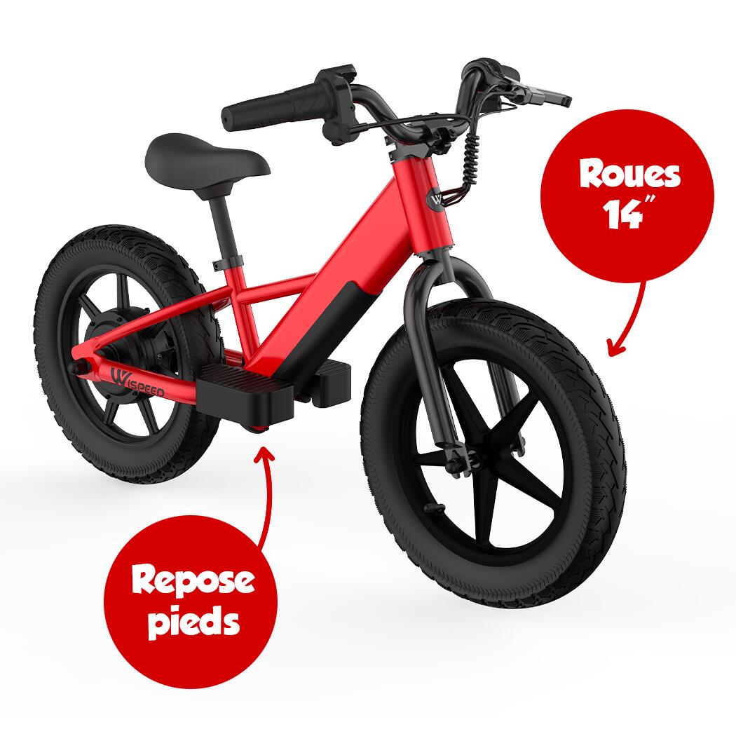 Bicicleta Elétrica Criança 14" Wispeed Wikids Vermelho 2/7