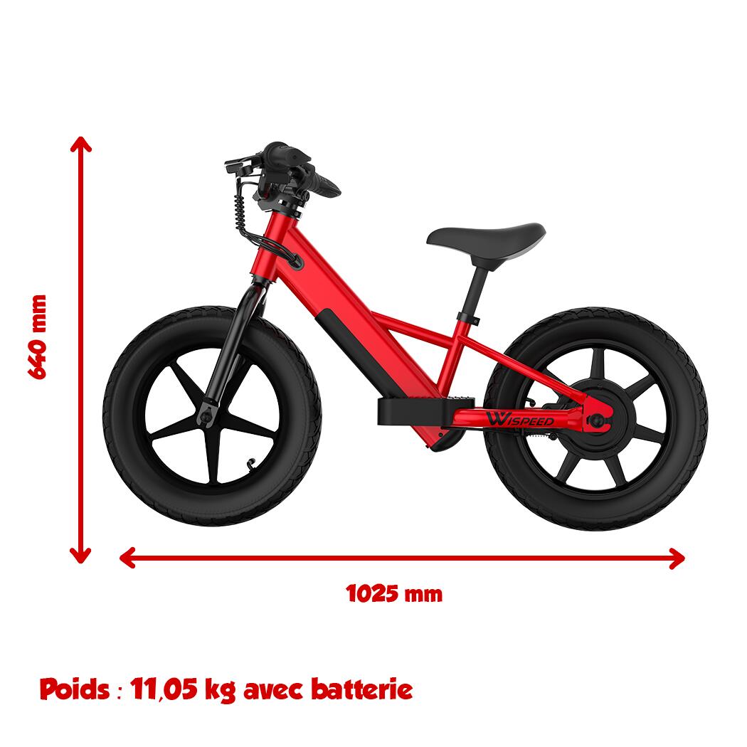 Bicicleta Elétrica Criança 14" Wispeed Wikids Vermelho 6/7