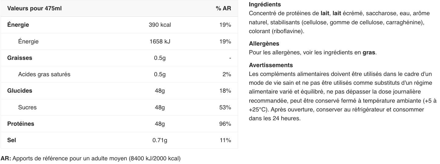 Boissons protéinées - Protein XL Shake - Vanille Pack de 12 2/4