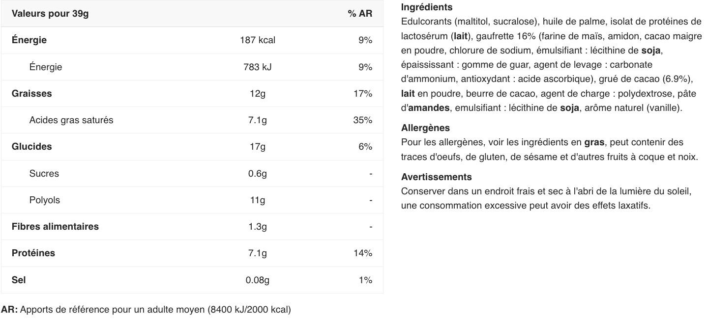 Gaufrettes protéinées - Protein Wafers - Vanille Boite de 12 2/4