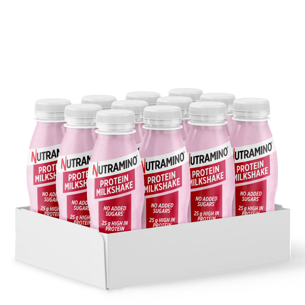 Nutramino - Boissons Protéinées - Protein Milkshake - Fraise Pack De 12 - Shake Protéiné - Taille Unique - Decathlon