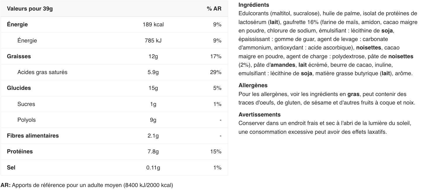 Wafer de Proteína Crocante 39g Nutramino (embalagem de 12) 2/4