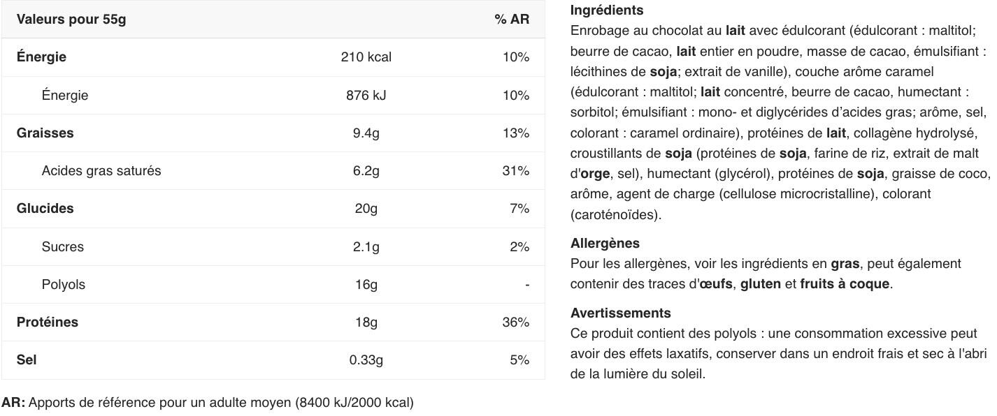 Barres protéinées - Nutramino Protein Bar - Caramel Croustillant à la Vanille 2/4