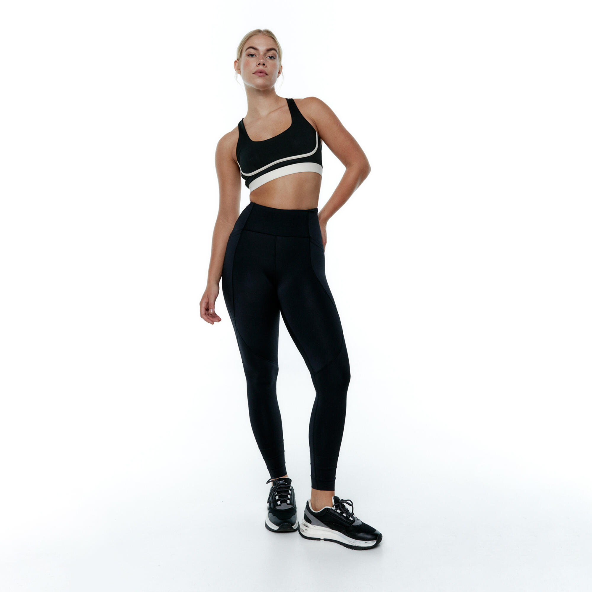 Conjunto desportivo top+legging tao&diardi compressivo das mulher black limba