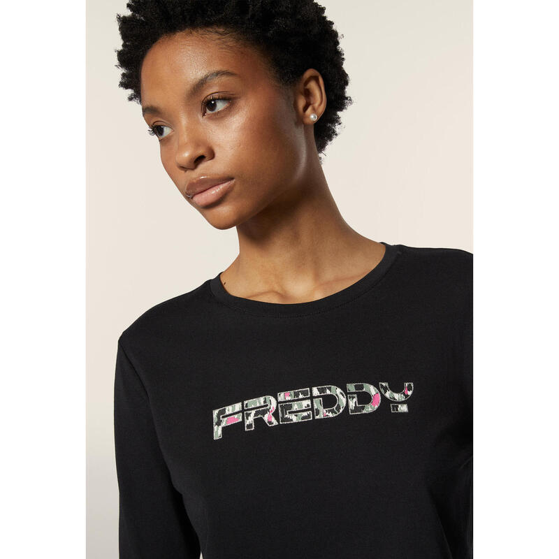 T-shirt à manches longues pour femmes en jersey avec logo tacheté