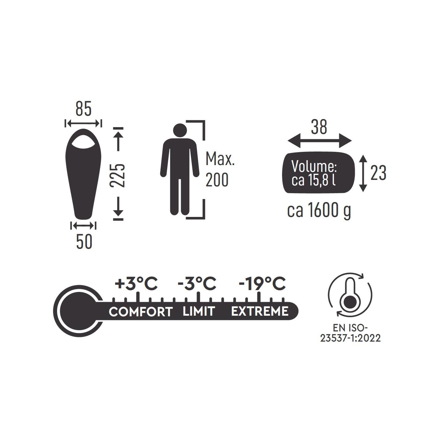 Saco de dormir momia TAMBU KARA | 1600 g | Naranja / Verde oscuro 6/6