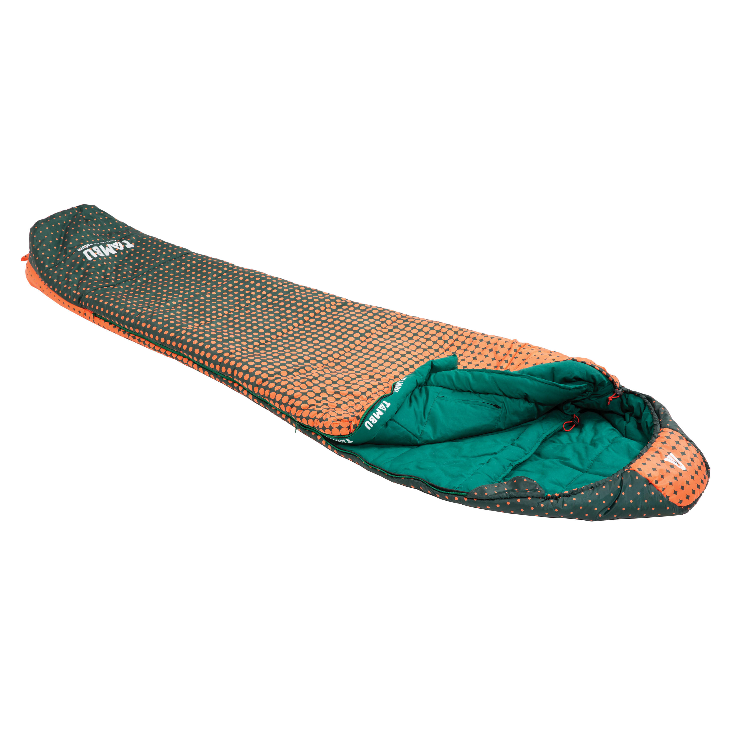 Saco de dormir momia TAMBU KARA | 1600 g | Naranja / Verde oscuro 3/6