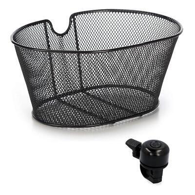 Cestino Anteriore Nero Bici Resistente Unisex + Campanello Classico Bicicletta