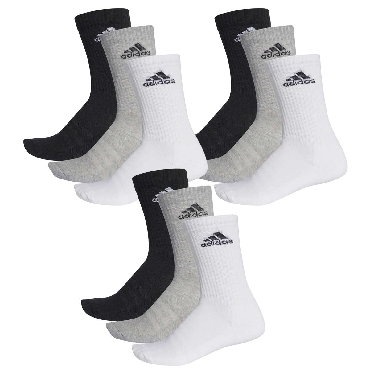 ADIDAS 9 PACK adidas CUSHIONED CREW Tennissocken Sportsocken Damen Herren Unisex 9 Paar