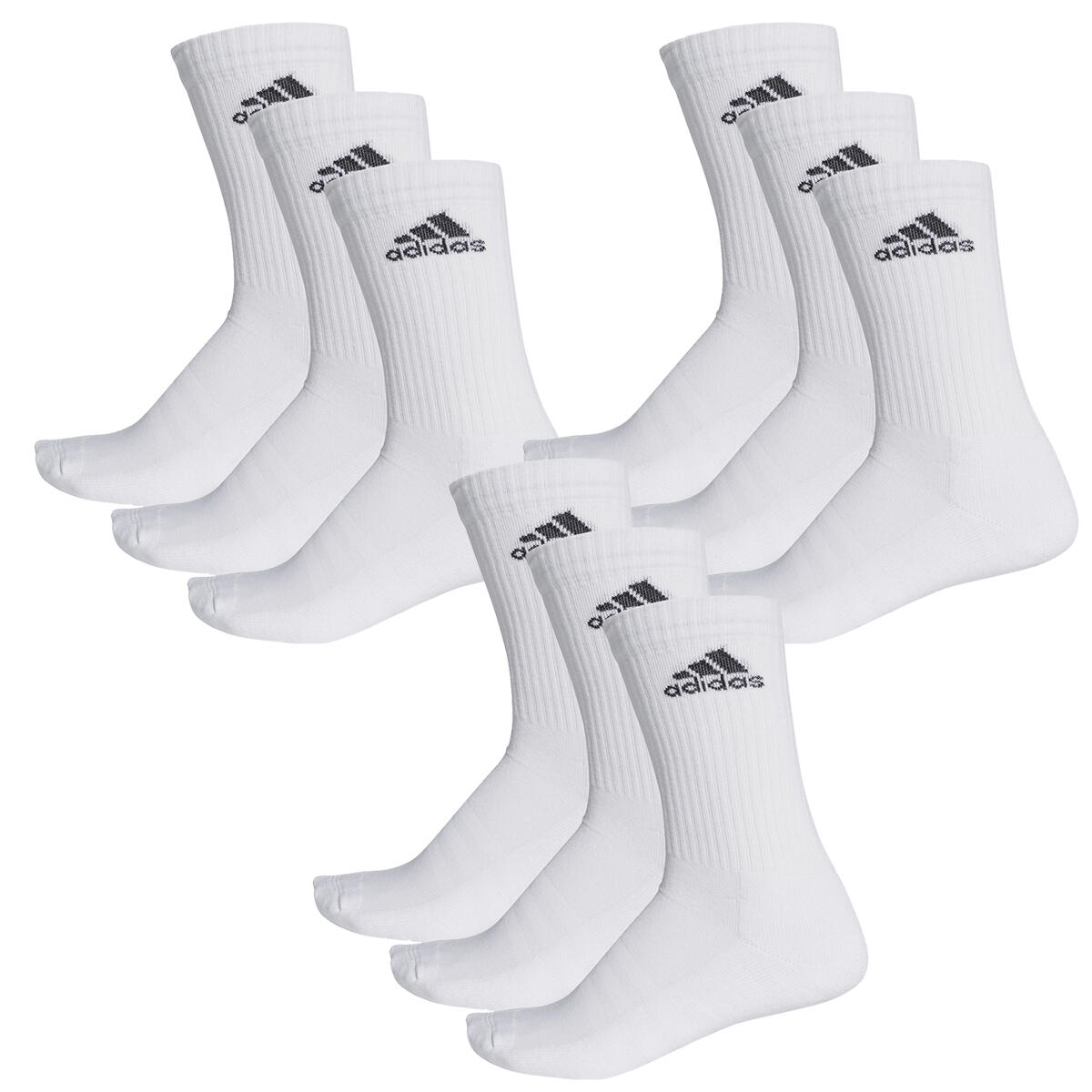 ADIDAS 9 PACK adidas CUSHIONED CREW Tennissocken Sportsocken Damen Herren Unisex 9 Paar