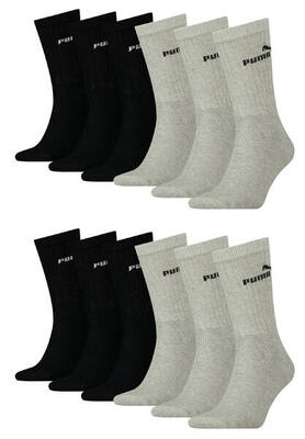 12er PACK Puma Unisex Crew Tennissocken Sportsocken Socken für Damen Herren